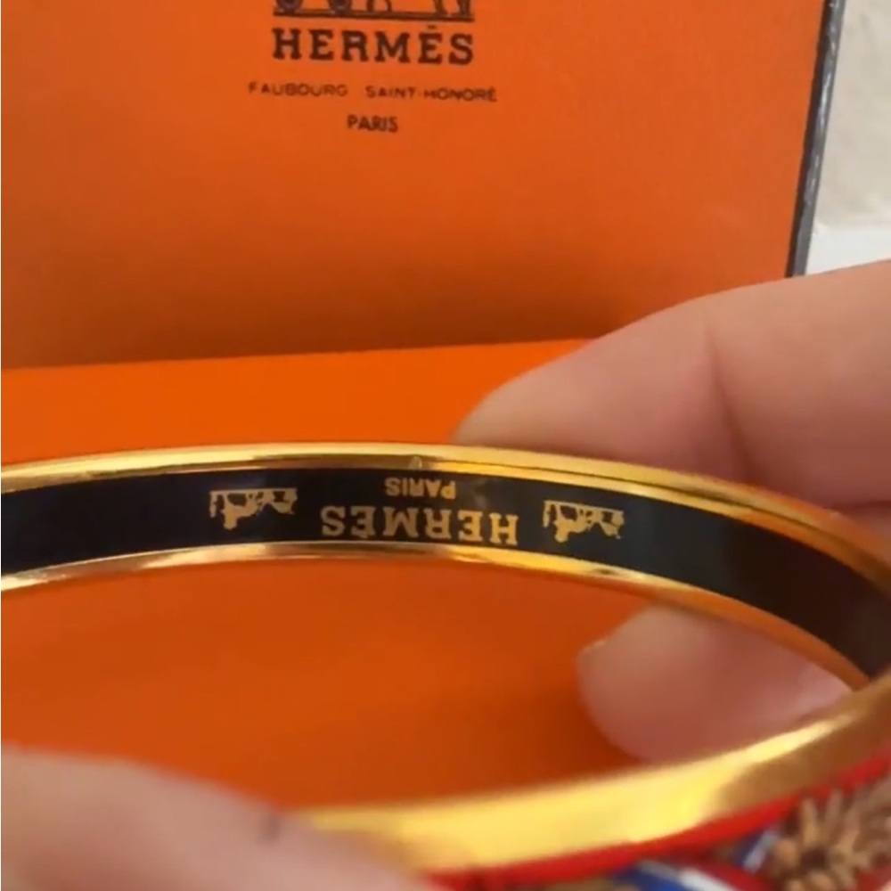 Hermes Gold Bracelet with Red and Blue Enamel with Box - Picture 6 of 6